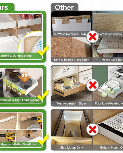 MyLifeUNIT Wooden Pull Out Drawers for Cabinets, 18"W Fully Assembled Pull-Out Cabinet Organizer Shelves, Soft Close Slide Out Drawer for Kitchen Cabinet