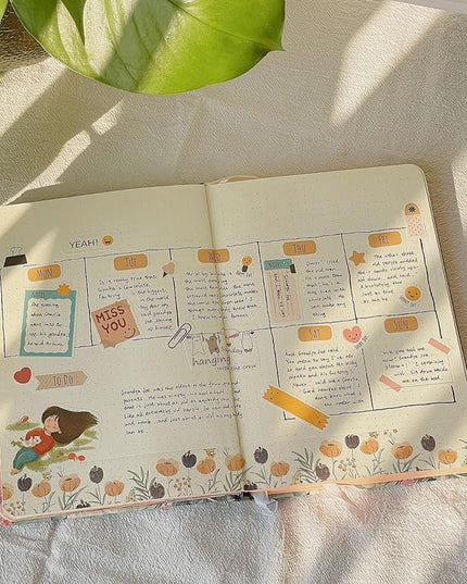WT Planner’s Washi Tape Sticker Set, 5 Rolls, Original Floral Weekly Decorative Stickers, Cute Pastel Adhesive Tape for Planners, Journals, Bujo, DIY Crafts, Stationery Supplies