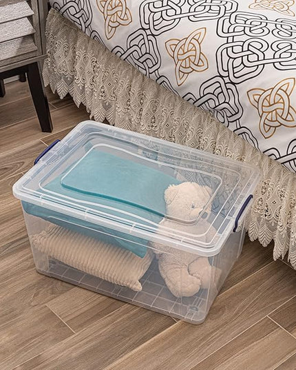 Superio Storage Bins with Lids- Clear Boxes for Organizing, Stackable Plastic Containers- BPA Free, Non-Toxic, Odor Free, Organizer for Home, Office, Dorm (6 Pack, 85 Qt (Wheeled))