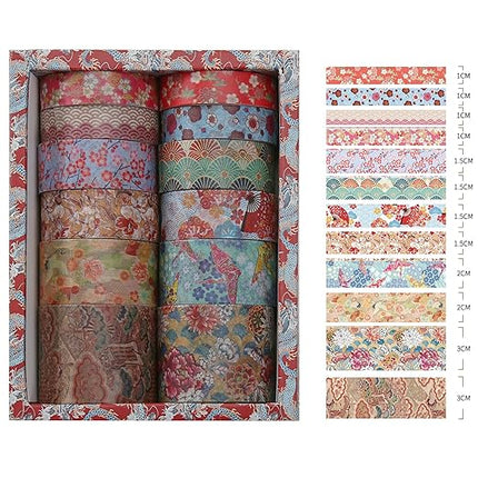 Songdao 12 Rolls Kyoto Charm Washi Tape Set Japanese Arts Adhesive Tapes Geometric Garden Decorative Masking Tape Sets for Craft, Kids, Scrapbook, DIY, Gift Wrapping (Incense & Fireworks)