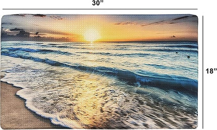 UpNUpCo Artistic Beautiful Anti Fatigue Kitchen Floor Mat - Unique Floor Mats - Pain Relief Padded Kitchen Mats - Floor Mats For In Front Of Sink - Memory Foam 30" X 17.5" X 10mm Sunset Beach