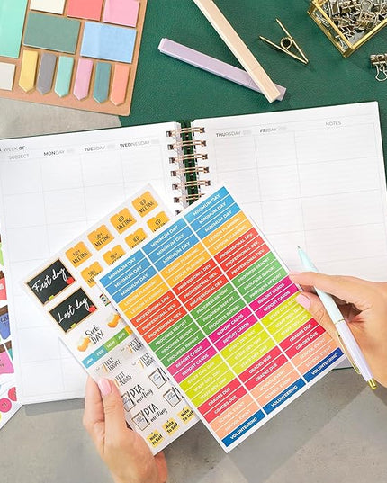 Clever Fox Teacher Planner Spiral – School Year Planner with Calendars & Lesson Plans – Teacher Plan Book for Classroom & Homeschool Organization - Undated, 7.9x10″ (Dark Green)