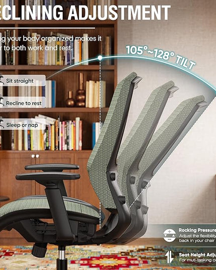 ELABEST T96 Mesh Office Chair,Ergonomic Computer Desk Chair,Sturdy Task Chair- Adjustable Lumbar Support & Armrests,Tilt Function,Comfort Wide Seat,Swivel Home Office Chair
