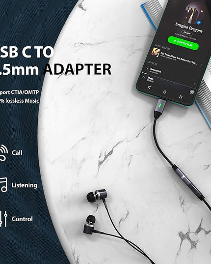Stouchi USB C to 3.5mm Dongle Adapter (2 Packs), Type C Headphone Audio Jack Cable Cord Hi-Fi DAC Chip for iPhone 15 Pixel 9/8 /7,iPad mini 6/ Air 5th, Galaxy S22 S21 Plus Ultra Z Flip Note 20 -Grey