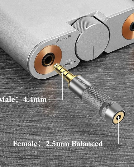 GEEKRIA 4.4mm Male to 2.5mm Balanced Female Headphones Adapter for 2.5mm 4-Pole Cable Connected to 4.4mm Player Device, Aluminum Alloy Conversion Audio Plug, Gold Plated