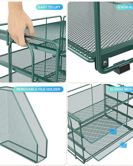 gianotter 4-Tier Paper Organizer With Magazine Holder, Desk Organizers and Accessories, Desk Accessories & Workspace Organizers, File Organizer for Office Supplies Storag (Green, 4-Tier)