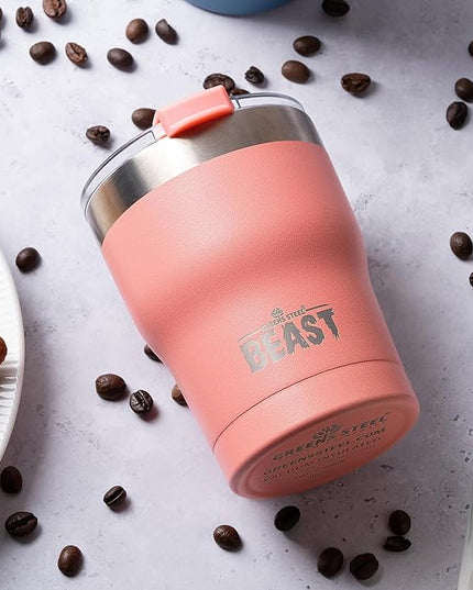 Beast 10 oz Tumbler Stainless Steel Vacuum Insulated Coffee Ice Cup Double Wall Travel Flask (Blossom Pink)