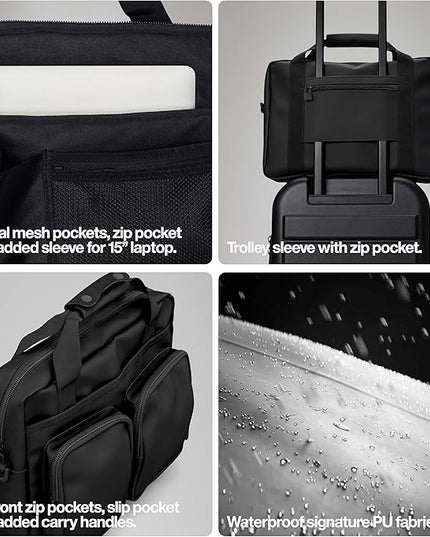 RAINS Texel Tech Bag - Green Waterproof Water Resistant Water Repellent Laptop Bag Unisex Commuter Travel Case 15" Computer Sleeve Tech Organizer - 2 Year Warranty