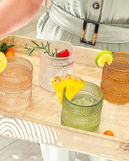 Kate Aspen Rose Gold Cups Pink Hobnail Beaded Drinking Glasses Set of 6-10 oz Vintage Glassware Set Cocktail Glass Set, Juice Glass, Water Cups | Makes A Great Hostess Gift, Gift for New Home Owners