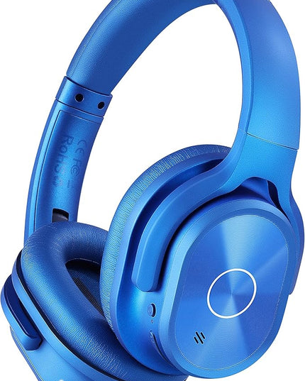ZIHNIC Active Noise Cancelling Headphones, 40H Playtime Wireless Bluetooth Headset with Deep Bass Hi-Fi Stereo Sound,Over-Ear Headphone,Comfortable Earpads for Travel/Home/Office (Blue)