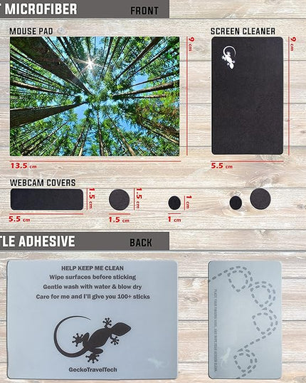 Mouse Pad Adhesive Bottom - Sticks to Any Surface - Portable - Webcam Covers and Screen Cleaner Included (Tall Trees)