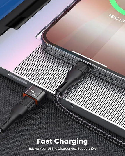 20Pack 200W USB C to USB Adapter, with Fast Charging & 480MB Data Transfer, USB C Converter for Apple Watch Ultra iWatch Series 8 7,iPhone 16 15 Plus Pro Max,Black