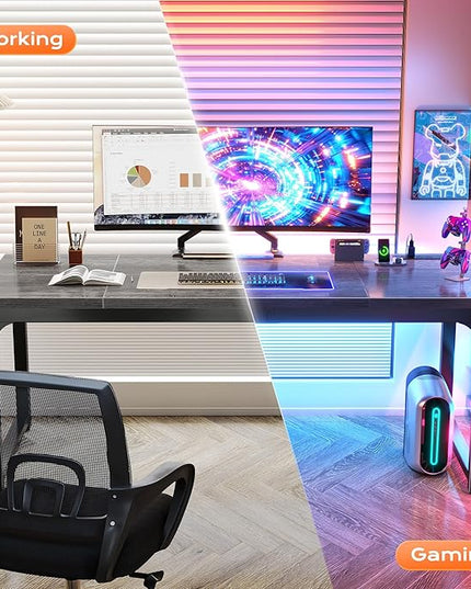 Huuger 63 x 24 inch Desk with Power Outlets & USB-C, Deeper & Thicker Desktop, Robust Metal Tubes, Computer Desk, Heavy Duty Office Desk, Work Gaming Desk, for Home Office, Grey
