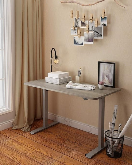 FLEXISPOT EN1 One-Piece Standing Desk with 1-Inch Thick Desktop, 48"x30" Electric Height Adjustable Desk for Home Office & Multi-Device Workstations, Gray Wood