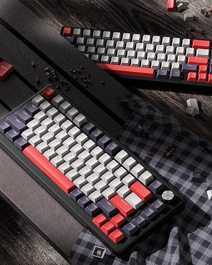 XVX Shine Through Keycaps -133 Keys Cherry Profile Double Shot PBT Keycaps Compatible for 60%/75%/100% Retro Gaming Mechanical Keyboard-Vintage Red