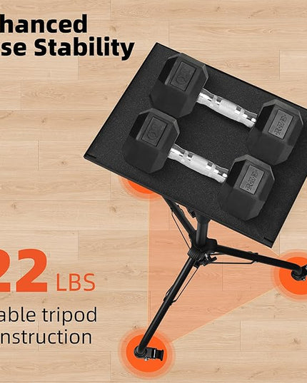Projector Stand Tripod – 24 to 59 Inch Adjustable Height – Dual Shelves Laptop Tripod Stand with Moveable Wheels and Phone Holder, Portable Laptop Stand for Office, Stage & Outdoor Use