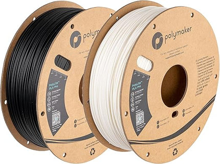 Polymaker PLA PRO Filament 1.75mm 2kg, Tough & High Rigidity Black*1_ White*1 3D Printing Filament, PolyLite PLA PRO 3D Printer Filament 1.75mm, Print with Most 3D Printers