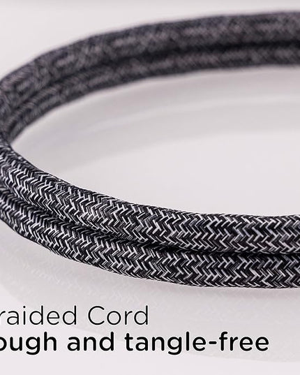 Cordinate 3 Outlet Power Strip Surge Protector Indoor Extension Cord 16 Gauge 245 Joules 10 Ft 3 Prong Braided Extension Cords Flat Extension Cord ETL Listed Gray 43013