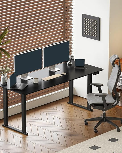 SANODESK 4-Leg Standing Desk, Electric Height Adjustable Desk with Memory Presets for Home Office, Stand up Desk Computer Workstation, 78x32 Inches Black