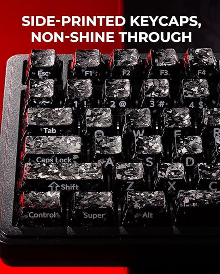 XVX Black Keycaps, Forged Carbon-Look Cherry Profile Keycap Set, 119-Key Keyboard Keycaps Compatibility with ANSI Layout MX Switches Mechanical Keyboard