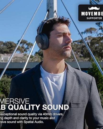 JLab JBuds Lux ANC Wireless Headphones, Graphite, Hybrid Active Noise Cancelling, Customizable Sound, Spatial Audio Compatible, Premium Over-Ear Bluetooth Headset