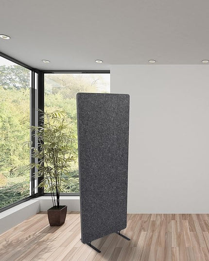 Stand Up Desk Store ReFocus Raw Freestanding Acoustic Desk Divider Privacy Panel to Reduce Noise and Visual Distractions (Anthracite Gray, 23.6" x 62")