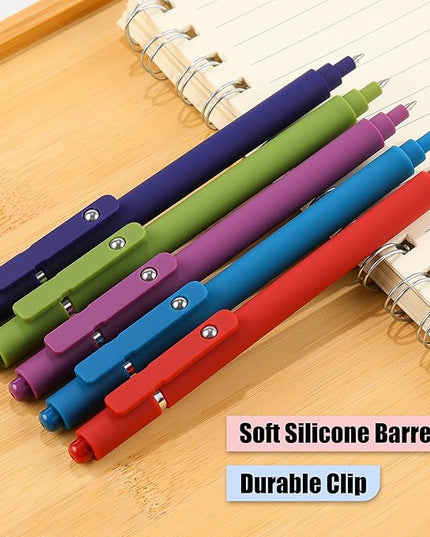 RIANCY Gel Pens, 0.5mm Black Ink Quick Dry Ball Point Pens, Fine Point Smooth Writing Retractable Pens, Cute Aesthetic Gifts Set for Men Women Journaling, Office School Stationery Supplies Pack of 5