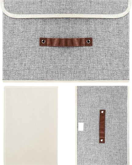 TYEERS Collapsible Storage Boxes, Washable Fabric Storage Bins with Lids, 14.9x9.8x9.8 inches, 3 Pack, Gray