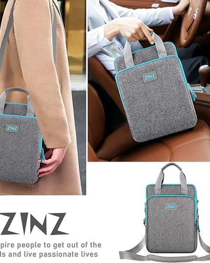 ZINZ 12.3-13 Inch Travel Laptop Shoulder Bag with Expandable Compartment and Valuables Compartment -Gray-Blue edge