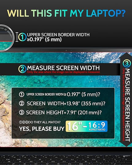 Peslv Magnetic Laptop Privacy Screen 16"&16.1" for 16:9 Computer Monitor, Removable Anti Glare Protector Blue Light Filter Shield Compatible with Lenovo Hp Dell Acer Asus Thinkpad Envy Xps
