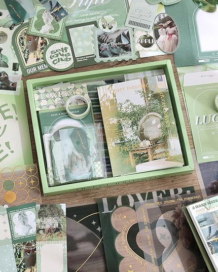emmoolife Scrapbooking Supplies Kit, Vintage Aesthetic Scrapbook Kit for Bullet Junk Journal, Stationery, A6 Grid Notebook, DIY Journaling Supplies, Birthday Craft Gift for Teen Girl Women