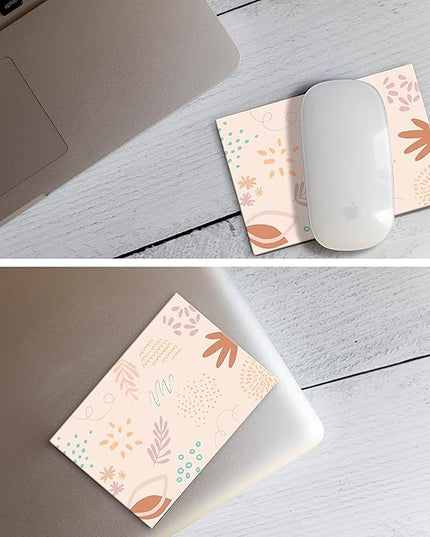 Mouse Pad Adhesive Bottom - Sticks to Any Surface - Portable - Webcam Covers and Screen Cleaner Included (Pastel Leaves)