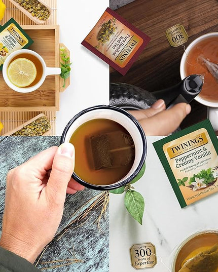 Twinings 48 Tea Bags Herbal Variety Pack – 12 Herbal Flavors with 20 Honey Sticks, Perfect Tea Gift Set for Any Occasion