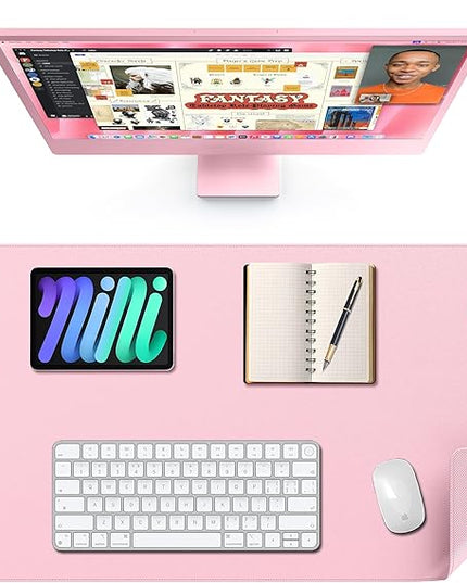 TopMade Mouse Pad with 15W Wireless Charging, XXL Large Leather Desk Mat, Waterproof Gaming Mousepad Home Office Desk Pad Protector, Computer Keyboard Pad, Mouse Mat for MacBook, PC, Laptop, Pink