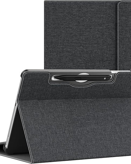 Tablet Case for 2025 New Microsoft Surface Pro 1st Edition 12-inch, PU Leather & Hard Shell Laptop Protective Cover with Multi-Angle Built-in Kickstand & Pen Holder (Black)