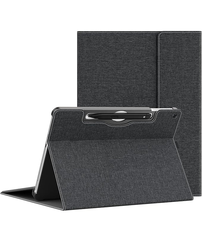 Tablet Case for 2025 New Microsoft Surface Pro 1st Edition 12-inch, PU Leather & Hard Shell Laptop Protective Cover with Multi-Angle Built-in Kickstand & Pen Holder (Black)