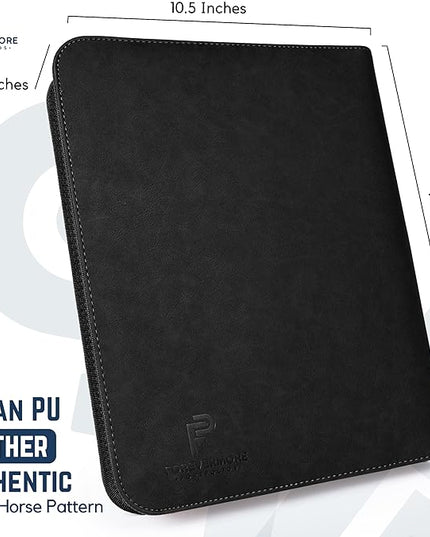 Forevermore Portfolios Padfolio Binder - Professional Faux Leather Travel Organizer Pouch for Tablet, Documents, Presentation Folders, Zipper Closure, Removable 3-Ring Notepad - Black