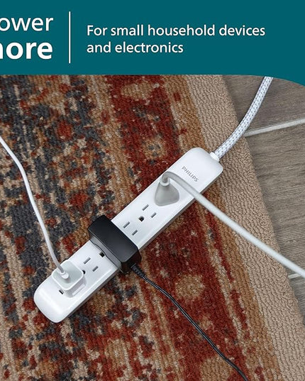 Philips 6 Outlet Surge Protector Power Strip, Designer Braided Power Cord, 4 Ft Power Cord, Flat Plug Extension Cord, Perfect for Office or Home Décor, 720 Joules, ETL Listed, White, SPC3064WE/37