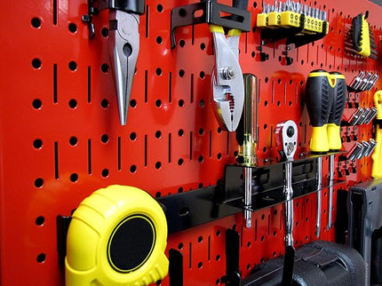 Wall Control Pegboard Value Pack - (3) Pack of Wall Control 16-Inch Tall x 32-Inch Wide Horizontal Red Metal Wallboards for Home & Garage Tool Storage Organization (Red Pegboard)