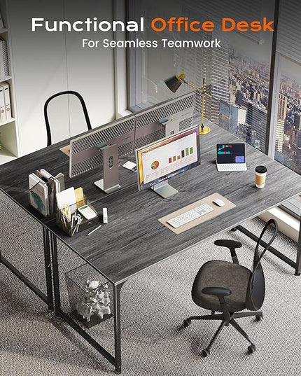 PRAISUN 48 X 24 Inch Computer Desk with Deeper Desktop, Gaming Office Writing Work Desk for Home Office, Study, Bedroom, Work from Home, Metal Frame, Grey