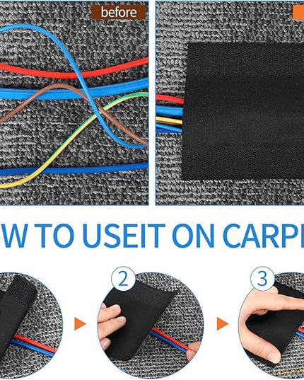 WILLBOND Carpet Cord Cover Cable Grip Floor Cover Cable Protector Management Only for Commercial Office Carpet(Black,39.37 ft)
