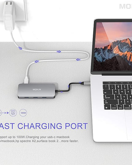 USB C Hub Multiport USB C Adapter for MacBook Pro 2023 2022 2021 2020,USB C Hub USB C to HDMI VGA SD TF Card Reader 3USB 3.0 and USB C Power Pass-Through Port