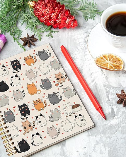 Cute Cat Spiral Notebook Journal 5.5x8.3, Cats Lovers Mom Lady Gifts Journal for Women, Cat Office Supplies, Pet Lovers Gifts Journaling Notebooks