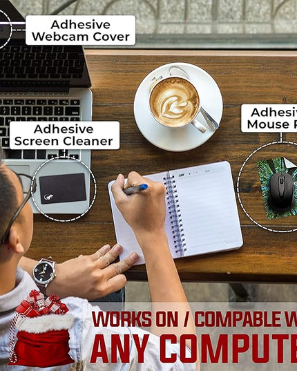 Mouse Pad Adhesive Bottom - Sticks to Any Surface - Portable - Webcam Covers and Screen Cleaner Included (Tall Trees)