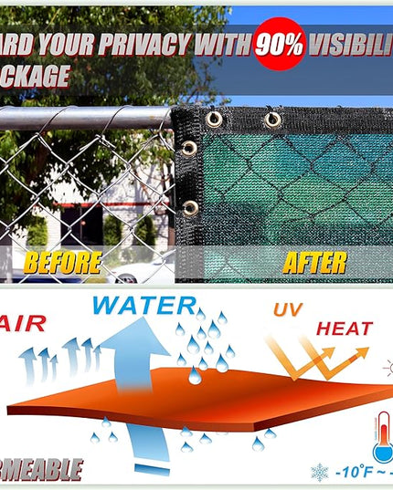 ColourTree 6' x 6' Black Fence Privacy Screen Windscreen Cover Fabric Shade Netting Mesh Cloth - Commercial Grade 170 GSM - Cable Zip Ties Included - We Make Custom Size