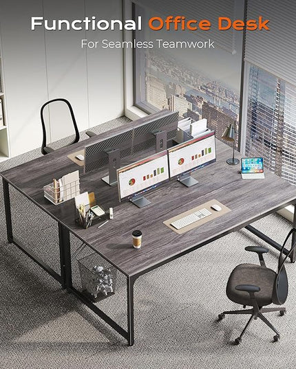 PRAISUN 63 X 29.5 Inch Computer Desk with Deeper Desktop, Gaming Office Writing Work Desk for Home Office, Study, Bedroom, Work from Home, Metal Frame, Grey