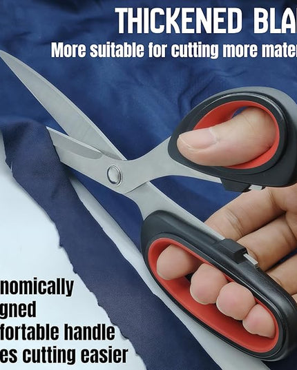 Scissors, 2-pack multi-functional set - stainless steel with comfortable grip. Suitable for handicraft, office cutting, cutting fabric, leather & paper. Ideal for left & right-handed users