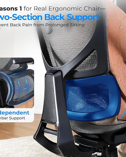 Ergonomic Office Chair - Big & Tall 6'6" Mesh Chair with Dynamic Lumbar Support, 4-in-1 Quick Adjust, 350lbs Capacity - BIFMA Certified Computer Chair for Home Office
