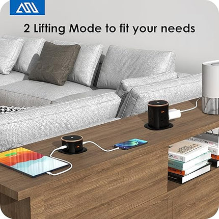 ANNQUAN Motorized Pop Up Countertop Receptacle with 15W Wireless Charger,Max 20W Power Delivery,3.15" Automatic Pop Up Electrical Outlet with 4 Outlets 4 USB Ports for Home Office Kitchen