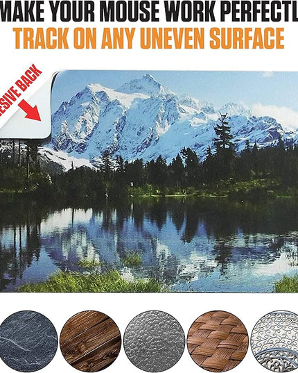 Mouse Pad Adhesive Bottom - Sticks to Any Surface - Portable - Webcam Covers and Screen Cleaner Included (5 Pack - TOP Picks)